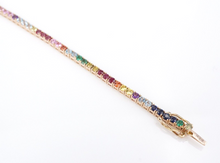 The Last Line 14k Rainbow Gemstone Tennis Bracelet 3ct Rose Gold 6" BG927