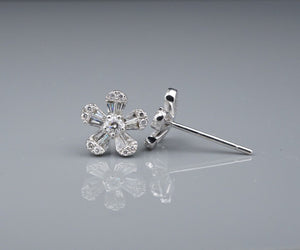 14k White Gold Diamond Flower Cluster Stud Earrings 0.8ctw Natural 10mm EG2466