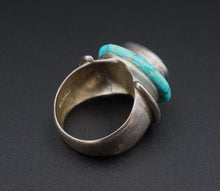 Navajo Edison Billy Sterling Silver Turquoise Mosaic Inlay Ring Size 7 RS3429