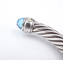 David Yurman Cable Classic Bracelet Sterling Silver 14k Gold Topaz 7mm BS2927