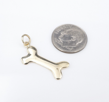 14k Dog Bone Charm Pendant Yellow Gold Engravable Dog Mom Pet 1" Vintage PG1856A