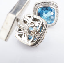 David Yurman Blue Topaz Diamond Cuff Links Sterling Silver Retired Albion M1940