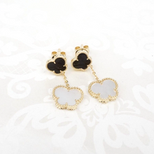 EFFY 14k Butterfly Earrings MOP Onyx Yellow Gold Dangle Drop 1" EG2443