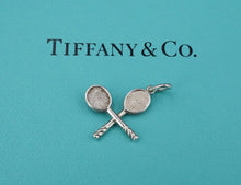 Tiffany Double Tennis Racket Ball Charm Sterling Silver Pendant 1" CHS1774