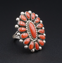 Zuni Coral Petit Point Ring Alice Quam Sterling Silver Artisan Size 7 RS3519