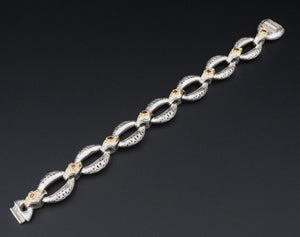 Konstantino Oval Link Chain Bracelet Sterling Silver 18K 6.5" Cable 16mm BS2958