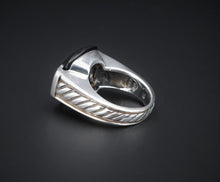 David Yurman Cable Ring Diamond Onyx Sterling Silver 14.5mm Size 6 RS3292