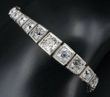 Antique Platinum 7 ctw Graduated Diamond Tennis Bracelet 7" Mine Cut CO861