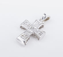 14k White Gold Diamond Cross Pendant Invisible Set Pave Princess 1" PG1820