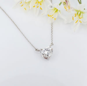 Natural Heart Diamond Solitaire - Platinum Pendant Necklace 18" GIA H SI1 NG1120