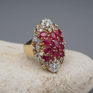 14k Ruby Diamond Cocktail Ring Yellow Gold 5 ctw Size 7.5 RG4382