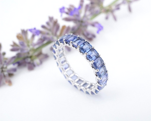 14k Gold Ombre Blue Sapphire 4ctw Eternity Band Ring Anniversary Size 7 RG3906