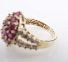 Vintage 10k Yellow Gold Pave Ruby Diamond Ring Cocktail Statement Sz 6 RG4336