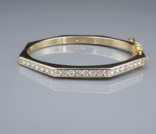 Vintage Diamond Hinged Bangle Bracelet 2ctw 14k Yellow Gold 6.5" Hex CO1199