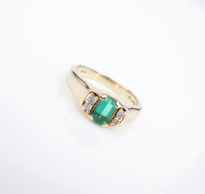 James Avery Barcelona Vasar Lab Created Emerald Diamond Ring 14k Sz 4.5 RG4344