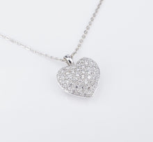 14k White Gold Natural Pave Diamond Heart Pendant Necklace 18" NG1416