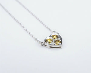 Platinum Natural Fancy Yellow Diamond Heart Pendant Necklace 18" NG957D