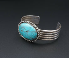 Sterling Silver Turquoise Cuff Bracelet Southwestern 7" Chunky Wide BS2523
