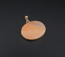 Vintage 18k Yellow Gold Agate Pendant Framed Bezel 1.2" Artisan PG1874