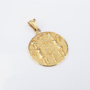Vintage 18k Yellow Gold Ancient Dilmun Seal Charm Pendant Bahrain 1" PG1895