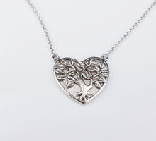 14k White Gold Tree of Life Heart Fixed Pendant Necklace 16" Free Ship NG1269