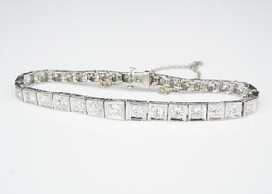 Vintage Platinum Graduated Diamond Tennis Bracelet 3ctw Mid Century 6.25" BG817