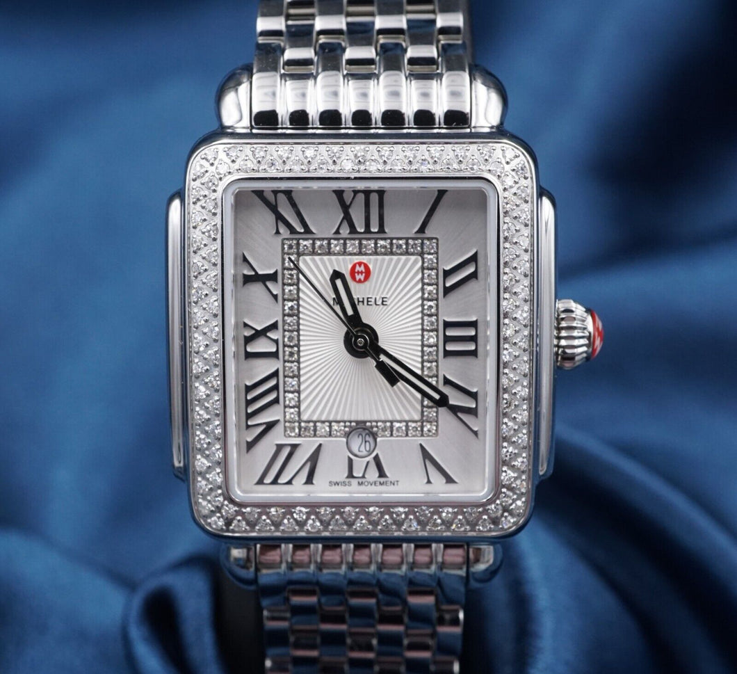 Michelle Deco Madison Mid Stainless Diamond Watch 29mm with Box W974