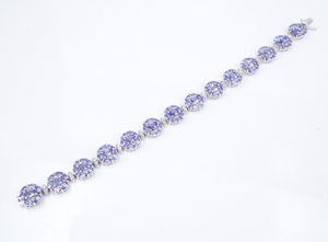 14k White Gold Tanzanite Diamond Bracelet Natural 7" Vintage BG949