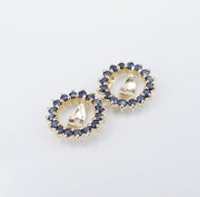 14k Yellow Gold Blue Sapphire Earring Jacket Halo Enhancer 7mm EG2467