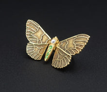 Antique French 18k Yellow Gold Diamond Butterfly Pin Brooch 1.1" OG397