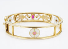 Masriera Ruby Diamond Bracelet Plique a Jour Red Floral Carpet 18k Gold 7 BG909