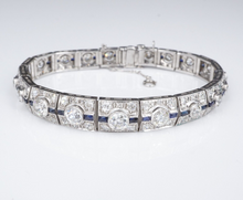Art Deco Sapphire Diamond Bracelet Platinum Antique 9 carats 7.25" BG875