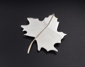 Leonore Doskow Brooch Sterling Silver 14k Yellow Gold Maple Leaf Polished OS428