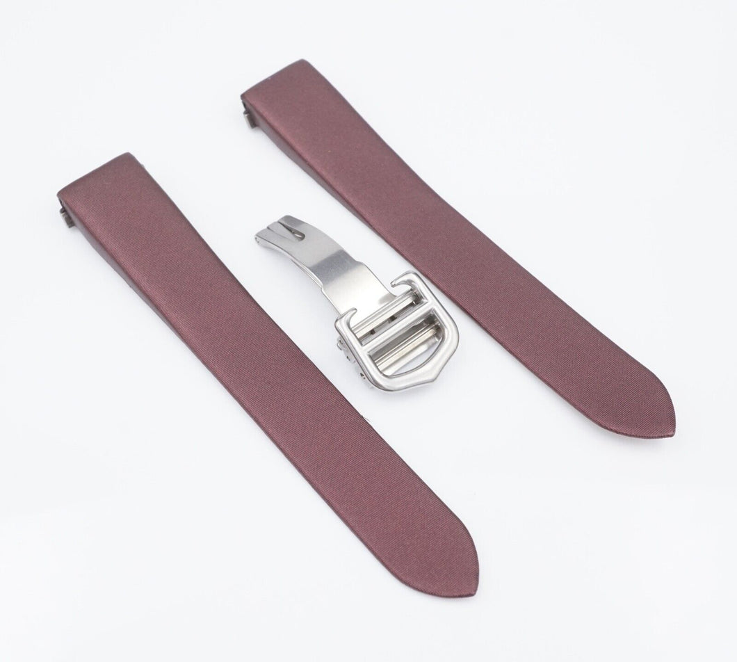 Cartier Roadster Ladies Burgundy Satin Deployment Strap 16mm w/ Buckle W889