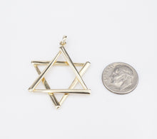 Vintage 14k Yellow Gold Star of David Pendant Large 1.6" PG1852