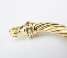David Yurman Buckle Cable Classic Bangle Bracelet Ruby 18k Yellow Gold 7mm BG918
