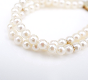 Classic JKa 14K Yellow Gold Double Strand Pearl Bracelet 7" 5.5mm J. Kohle BG853