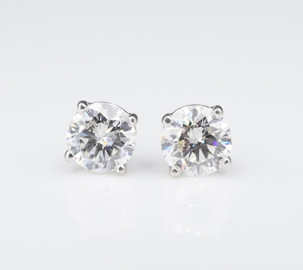 14k Diamond Stud Earrings White Gold 1ct Natural Round Brilliant GHI SI1 EG2296