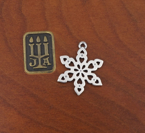 James Avery Flat Snowflake Heart Charm Sterling Silver 3/4