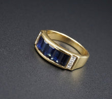 18K Yellow Gold 3 carat Sapphire Diamond Band Ring Size 7.25 RG3330