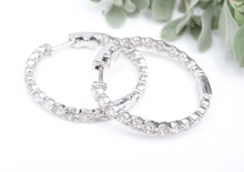 Diamond Inside Out Hoop Earrings 14k White Gold 6 carat Natural 1.3" EG2328