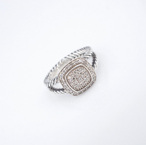 David Yurman Petite Albion Ring Diamond Band Sterling Silver Size 6 $975 RS3560