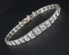 Antique Platinum 7 ctw Graduated Diamond Tennis Bracelet 7" Mine Cut CO861