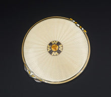 1937 Yellow Enamel Compact Sterling Silver Adie Brothers Ltd England M1697