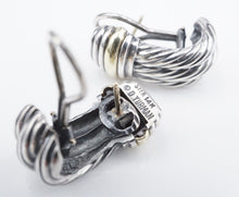 David Yurman 14k Gold Sterling Silver Cable Rope Shrimp Earrings ES2544