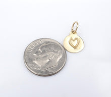 14k Yellow Gold Heart Charm Helen Ficalora Small Disk CHS2006