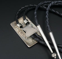 Navajo Bolo Tie Sterling Silver Ketoh Overlay Design Rectangle 38" M1492