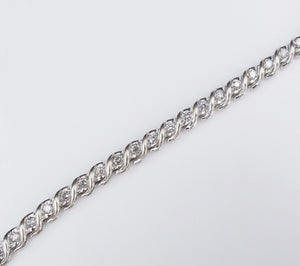 14k White Gold 1.8 carat Natural In-Line Diamond Tennis Bracelet 7.25" BG642