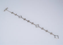 David Yurman Diamond Bracelet Toggle Sterling Silver Quatrefoil 7.5" BS2692