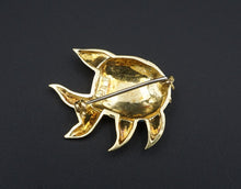 Kurt Gutmann 18k Fish Pin Brooch Blue Enamel Yellow Gold Ruby 1.25" KG OG274